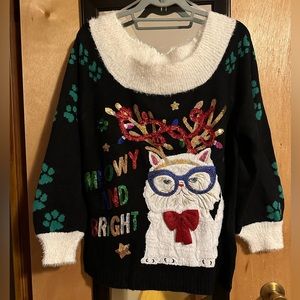 Cat Kitty Christmas Sweater M Ugly Holiday Party